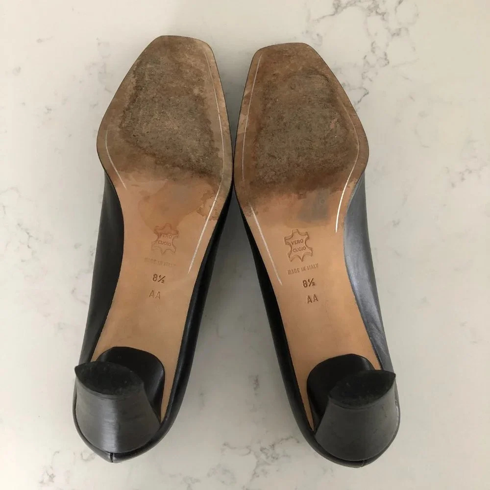 Roberto Capucci Leather + Patent Slip On High Heel Designer Shoes Brown Sz 8.5AA - Picture 6 of 10
